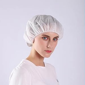 Blue Disposable Nonwoven Bouffant Caps Hair Net Hair Sleeves With Swivel Side Headbands, Unisex, Perfect For Sleeping 5