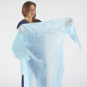 Plastic Gown, CPE gown, Polyethylene, Level 1, Disposable, Non-Surgical Isolation Gowns, Blue, Protective 0