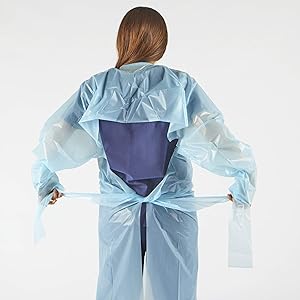 Plastic Gown, CPE gown, Polyethylene, Level 1, Disposable, Non-Surgical Isolation Gowns, Blue, Protective 1