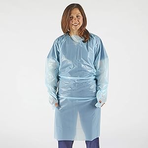 Plastic Gown, CPE gown, Polyethylene, Level 1, Disposable, Non-Surgical Isolation Gowns, Blue, Protective 2