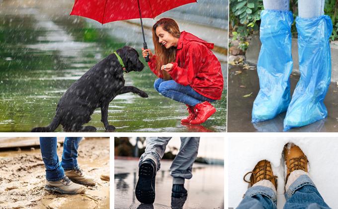 Boot And Shoe Covers 19 Inch Tall Extra Large Durable Water/Skid Resistant Long Shoe Cover Clear Waterproof Anti-Slip 2