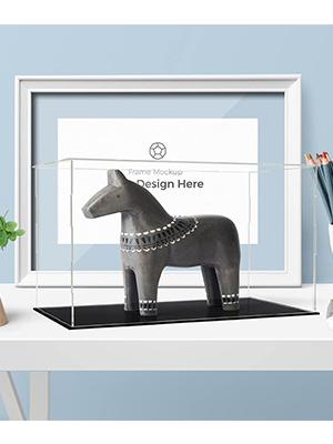 Clear Acrylic Display Case,Self-Assembly Display Box with Black Acrylic Base,Countertop Box Cube Organizer Stand Riser 0