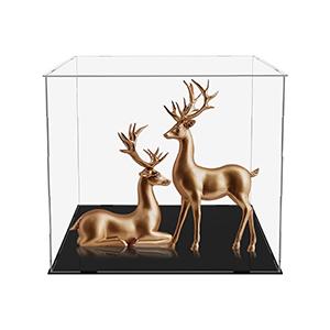Clear Acrylic Display Case,Self-Assembly Display Box with Black Acrylic Base,Countertop Box Cube Organizer Stand Riser 4