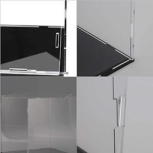Clear Acrylic Display Case,Self-Assembly Display Box with Black Acrylic Base,Countertop Box Cube Organizer Stand Riser 7