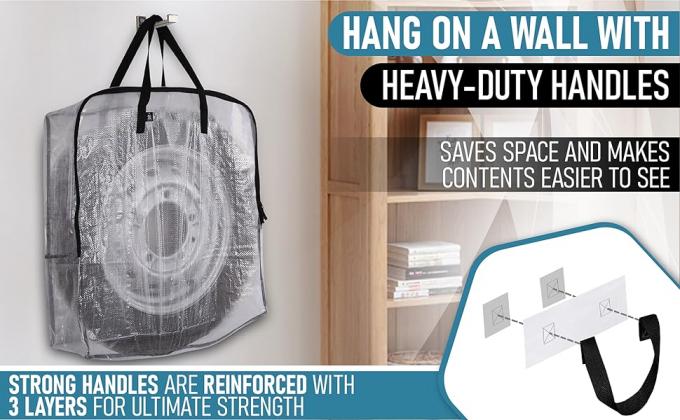 Clear Organizer Storage Bag W/Strong Handles And Zippers For College, Moving Supplies, Christmas Decorations, Wreath 2