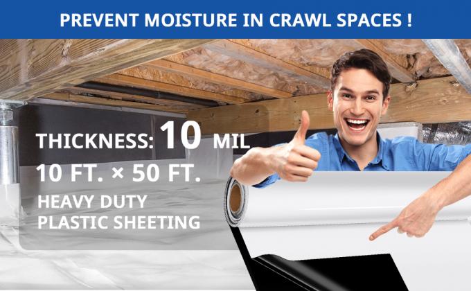 Crawl Space Vapor Barrier - 10 Mil (10' X 50'), Thick Plastic Sheeting, Drop Cloth Moisture Barrier Covering 0