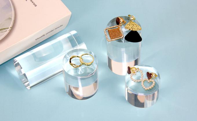 Acrylic Cube Cylinder Round Photo Props, Transparent Solid Acrylic Display Blocks For Photography Boutique Jewelry 1