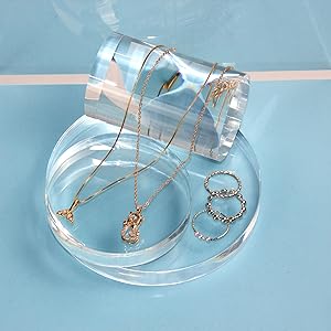 Acrylic Cube Cylinder Round Photo Props, Transparent Solid Acrylic Display Blocks For Photography Boutique Jewelry 3