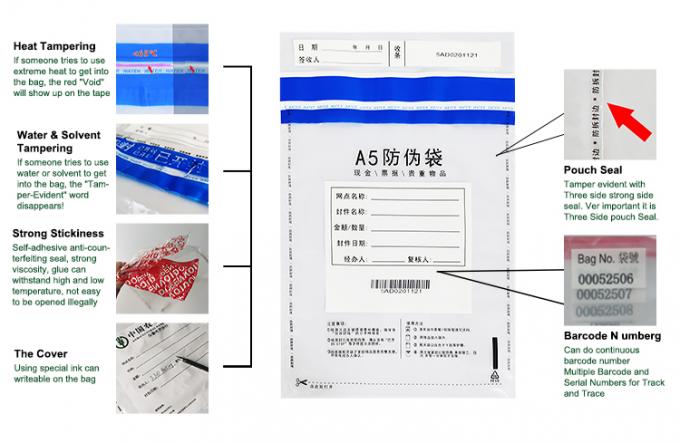 Temper Evident Bag, Void Tape Bag, Evidence Bag, Exam Plastic Security Bags Paper Shipping Transit Security Tamper Evident Bags 1