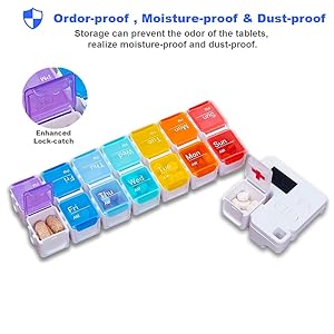7 Day Medicine Pill Organizer, 4 Reminder Alarms, Loud Sound, 14 Large Compartments, Large Screen, Moisture-Proof, Travel Weekly/Daily Pill Box/Organizer/Case/Container/Dispenser, AM/PM 2 Times A Day 3