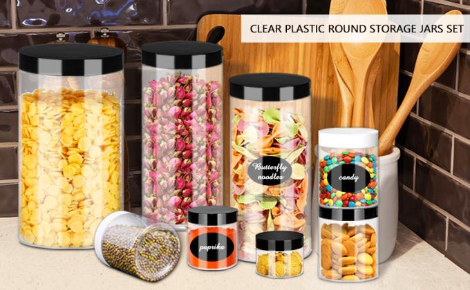 Clear Plastic Jars 32oz 12Pack Big Round PET Plastic Containers With Black Screw On Lids Reusable Empty Storage Jars With Lid Clear Containers For Household And Kitchen Organizing 0