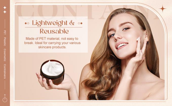 Plastic Jar Container With Lid And Label Refillable Empty Round Clear PET Cosmetic Sample Containers For Lotion, Cream, Ointments, Body Butter, Makeup, Travel Storage 4