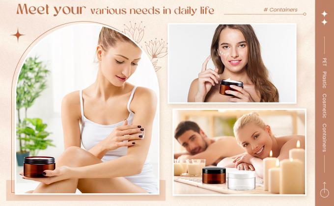 Plastic Jar Container With Lid And Label Refillable Empty Round Clear PET Cosmetic Sample Containers For Lotion, Cream, Ointments, Body Butter, Makeup, Travel Storage 5