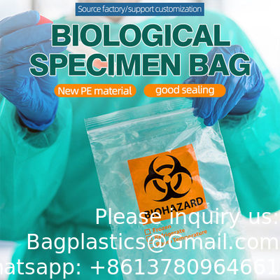 quality  MEDICAL BIOHAZARD ZIPPER SPECIMEN Laboratory Reusable Disposable Zipper Biohazard Kangaroo Collection Specimen Bag factory