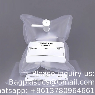 Tedlar PVF Gas Sampling Bag 0.5L 1L 3L - Pack Of 10 - Air Sampling Bag - Polypropylene/Stainless Steel/PTFE Fitting
