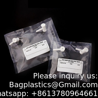 Tedlar PVF Gas Sampling Bag 0.5L 1L 3L - Pack Of 10 - Air Sampling Bag - Polypropylene/Stainless Steel/PTFE Fitting