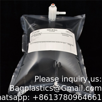Tedlar PVF Gas Sampling Bag 0.5L 1L 3L - Pack Of 10 - Air Sampling Bag - Polypropylene/Stainless Steel/PTFE Fitting