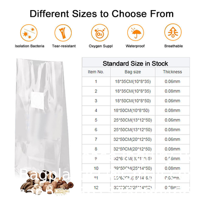 Autoclavable Plant Grow Bag Spawn Bags Farm Mushroom Spawn Bags 0.2microns Filter Patch Mushroom Substrate Bags