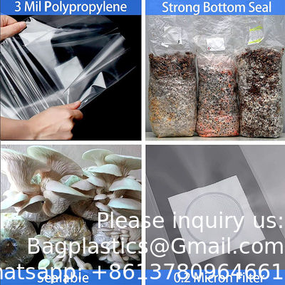 Autoclavable Plant Grow Bag Spawn Bags Farm Mushroom Spawn Bags 0.2microns Filter Patch Mushroom Substrate Bags