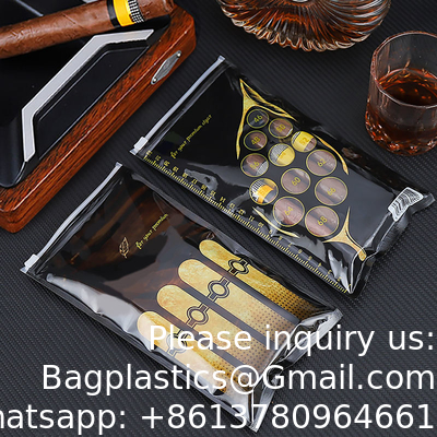 Slider Lock Closure Customization Printing Pouches Humidity-Proof Tobacco Cigar Bags Ziplock Cigar Packaging Bag