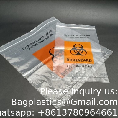 Medical Grade 3/4walls Customized Plastic Medical Pathology Specimen Collection Transport Zip Biohazard Bag