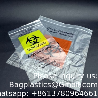 Medical Grade 3/4walls Customized Plastic Medical Pathology Specimen Collection Transport Zip Biohazard Bag