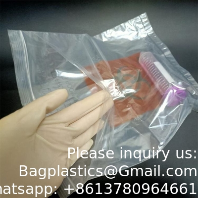 Medical Grade 3/4walls Customized Plastic Medical Pathology Specimen Collection Transport Zip Biohazard Bag