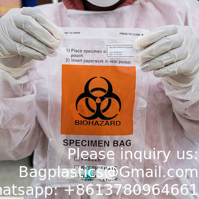 Medical Grade 3/4walls Customized Plastic Medical Pathology Specimen Collection Transport Zip Biohazard Bag