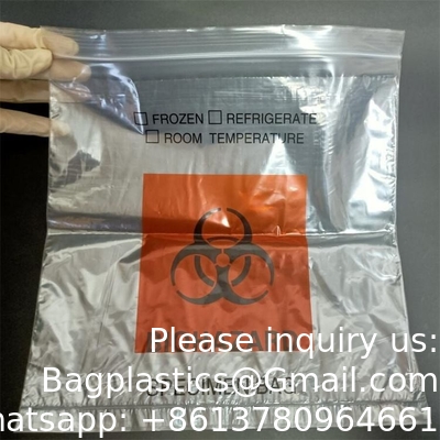 Medical Grade 3/4walls Customized Plastic Medical Pathology Specimen Collection Transport Zip Biohazard Bag