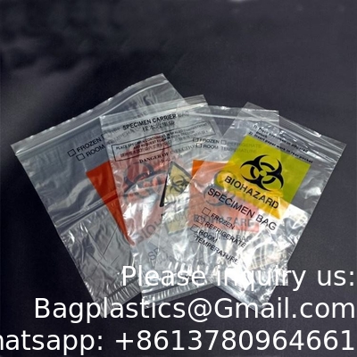 Medical Grade 3/4walls Customized Plastic Medical Pathology Specimen Collection Transport Zip Biohazard Bag