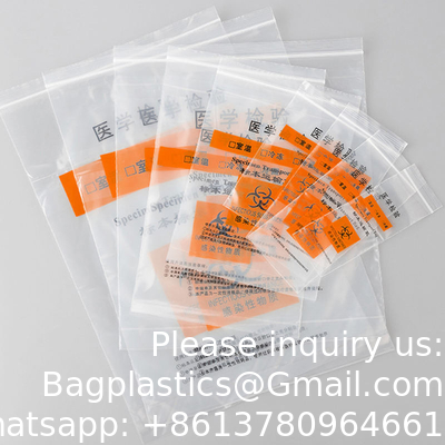 MEDICAL BIOHAZARD ZIPPER SPECIMEN Laboratory Reusable Disposable Zipper Biohazard Kangaroo Collection Specimen Bag