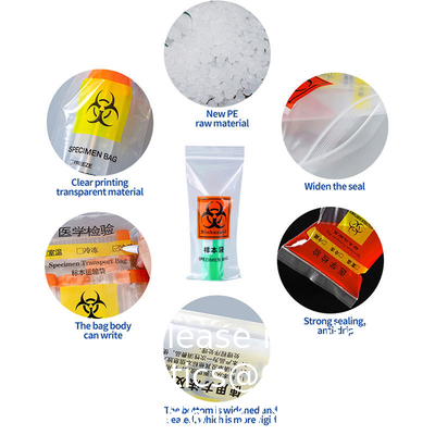 MEDICAL BIOHAZARD ZIPPER SPECIMEN Laboratory Reusable Disposable Zipper Biohazard Kangaroo Collection Specimen Bag
