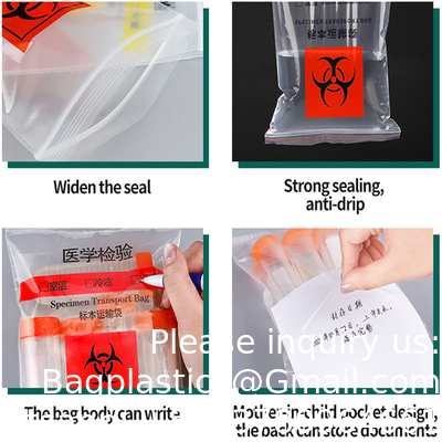 MEDICAL BIOHAZARD ZIPPER SPECIMEN Laboratory Reusable Disposable Zipper Biohazard Kangaroo Collection Specimen Bag