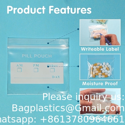 Medical 100% Ldpe Printed Pill Medicine Dispensing Envelope Packaging Reclosable Bag Medicine Organizer