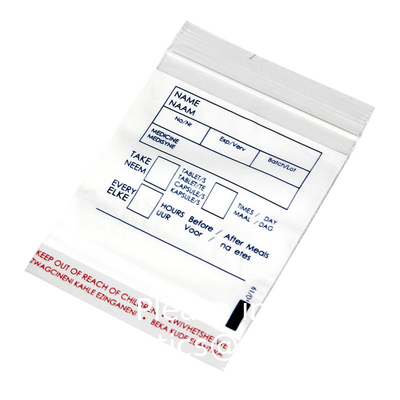 Hospital Clinics Plastic Drug Zipper Pouch Reclosable Medical Medicine Ziplock Pill Dispenser Bags