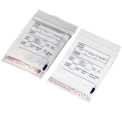 Hospital Clinics Plastic Drug Zipper Pouch Reclosable Medical Medicine Ziplock Pill Dispenser Bags