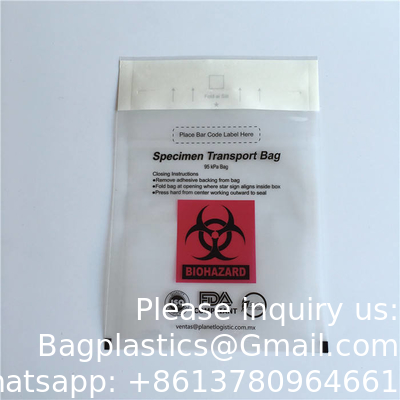 Biohazaard Customized Collection bag, Blood Transportation Bag/Sterile Medical Specimen Bags/95 Kpa Specimen Bag