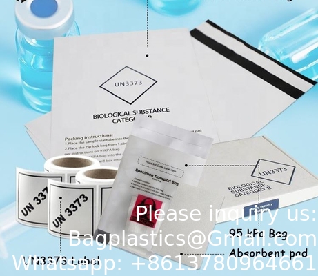 Biohazaard Customized Collection bag, Blood Transportation Bag/Sterile Medical Specimen Bags/95 Kpa Specimen Bag