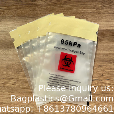 Wholesale Sample Bag Biohazard Specimen Transport Bag Transparent 95kPa Biohazard Bag Specimen Transport Bag