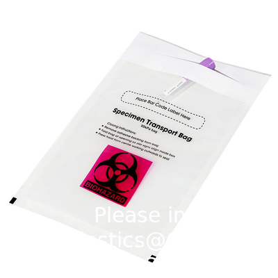 Biohazard Specimen Bags,100pcs 6x9in/15x25cm With Biohazard Red Logo Printing, Ziplock Top Sample Bags Outside Pocket