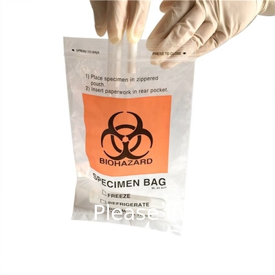 Biohazard Specimen Bags,100pcs 6x9in/15x25cm With Biohazard Red Logo Printing, Ziplock Top Sample Bags Outside Pocket
