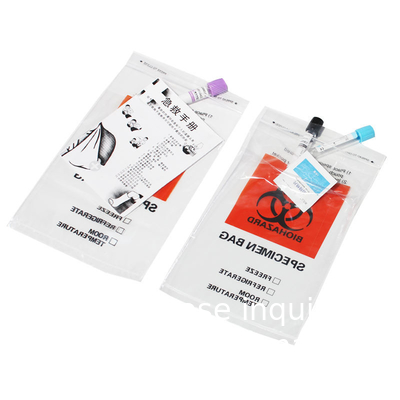 Biohazard Specimen Bags,100pcs 6x9in/15x25cm With Biohazard Red Logo Printing, Ziplock Top Sample Bags Outside Pocket