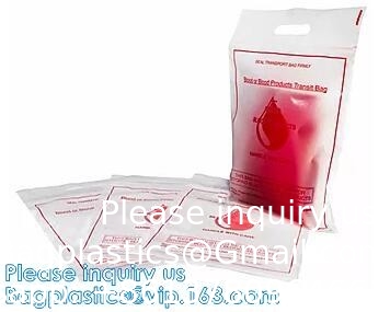 Blood Transport Bags, First Aid Bag Pac Pre-Printed Poly Bags For Disposing Waste. Plastic Bags For Health Applications
