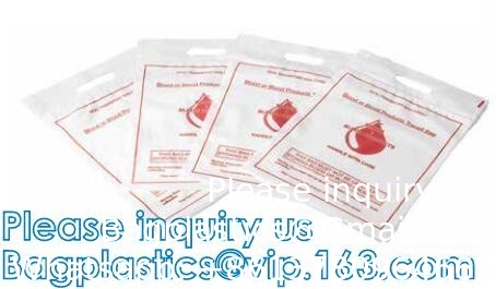Blood Transport Bags, First Aid Bag Pac Pre-Printed Poly Bags For Disposing Waste. Plastic Bags For Health Applications