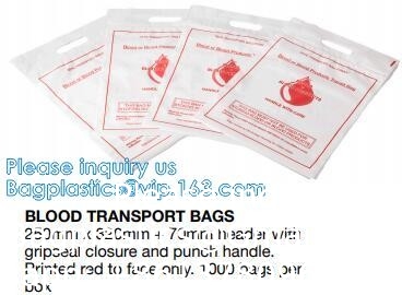 Blood Transport Bags, First Aid Bag Pac Pre-Printed Poly Bags For Disposing Waste. Plastic Bags For Health Applications