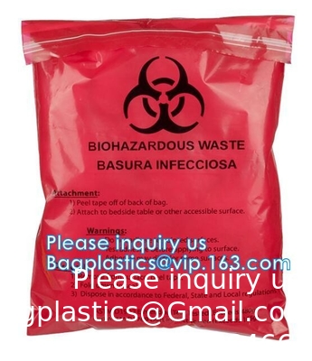 Blood Transport Bags, First Aid Bag Pac Pre-Printed Poly Bags For Disposing Waste. Plastic Bags For Health Applications