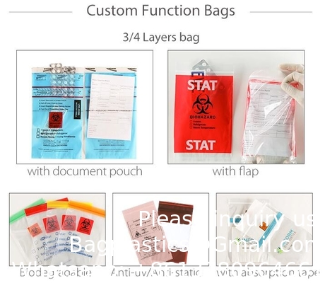 Blood Transport Bags, First Aid Bag Pac Pre-Printed Poly Bags For Disposing Waste. Plastic Bags For Health Applications