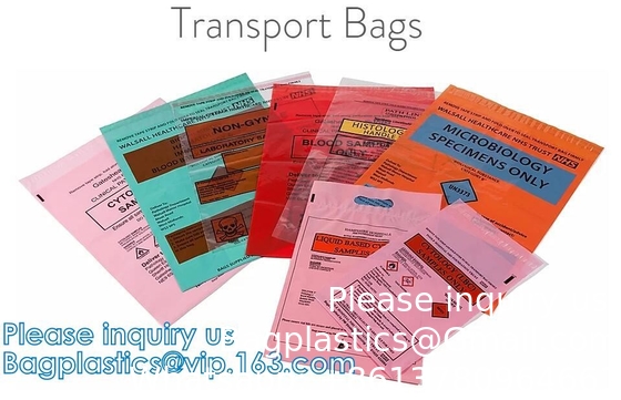 Blood Transport Bags, First Aid Bag Pac Pre-Printed Poly Bags For Disposing Waste. Plastic Bags For Health Applications