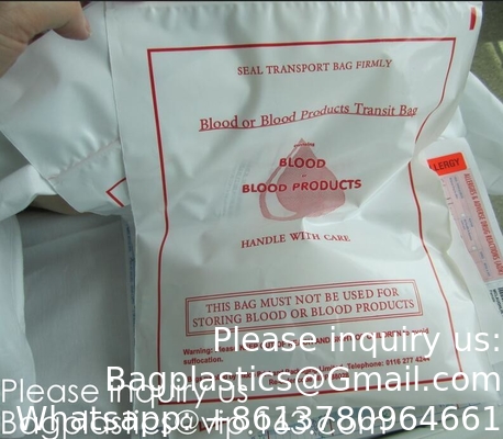 Blood Transport Bags, First Aid Bag Pac Pre-Printed Poly Bags For Disposing Waste. Plastic Bags For Health Applications