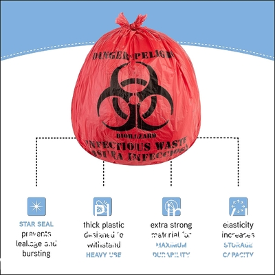 Hazardous Trash Can Liners – Medical Grade No Leak Bags - Biohazard Symbol for Safe Infectious Waste Disposal